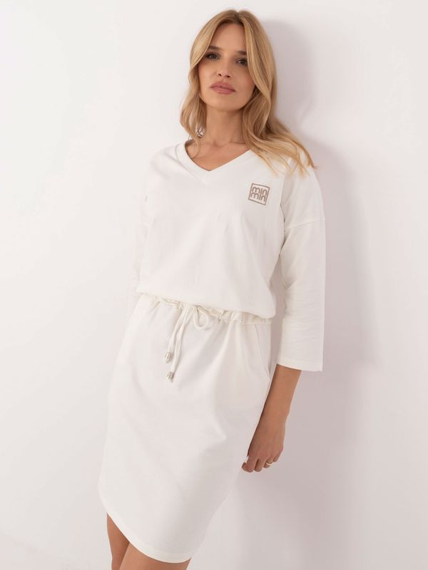 Fashionhunters Ecru sweatshirt dress