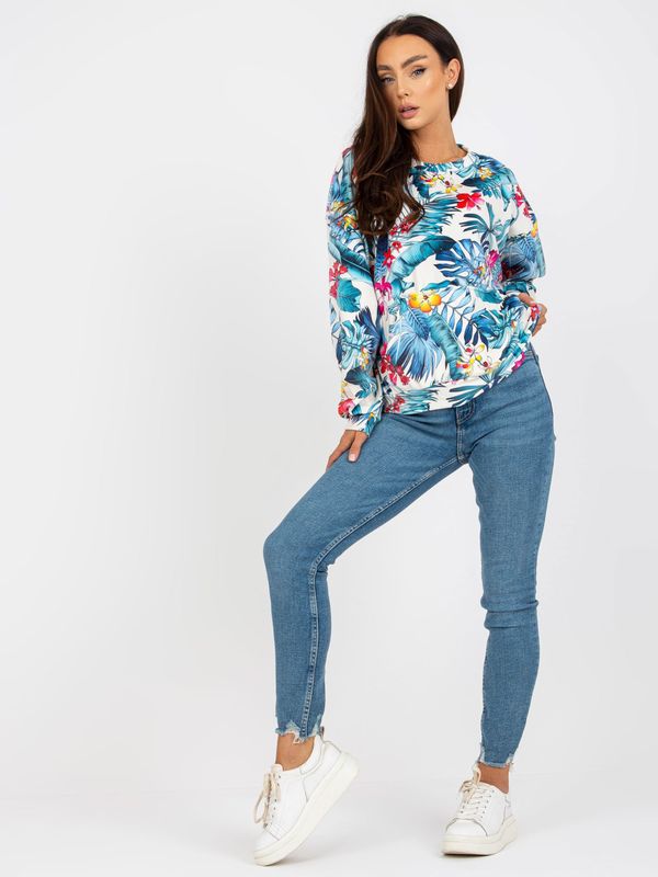 Fashionhunters Ecru velour sweatshirt with print without hood RUE PARIS