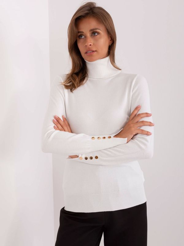 Fashionhunters Ecru women's turtleneck with viscose