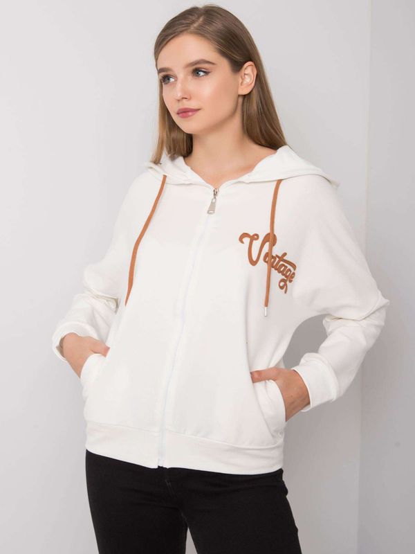 Fashionhunters Ecru zippered sweatshirt