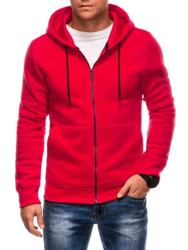 Edoti Edoti BASIC unbuttoned men's hooded sweatshirt - red