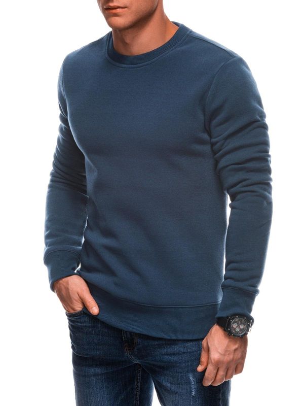 Edoti Edoti Men's uniform BASIC round neck sweatshirt - navy blue