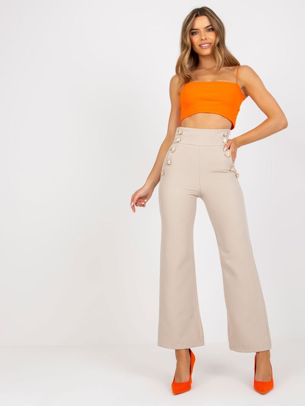 Fashionhunters Elegant beige trousers with pockets