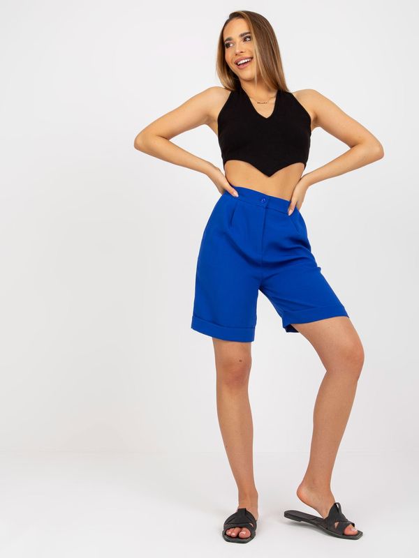 Fashionhunters Elegant long cobalt shorts with high waist