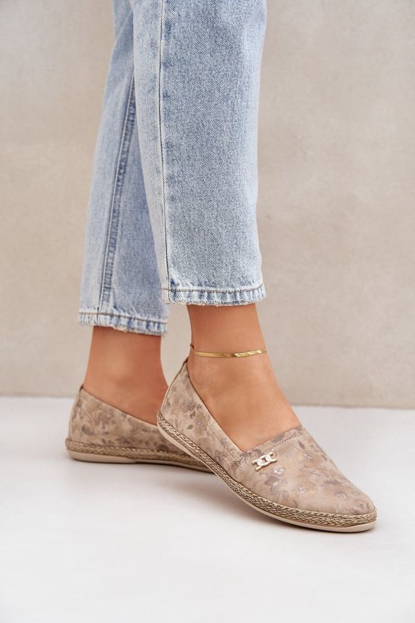 Zazoo Elegant Suede Espadrilles With Flowers Women Beige Zazoo 10177