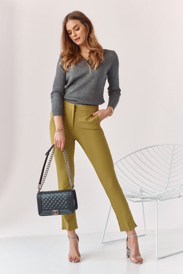FASARDI Elegant trousers with olive trim