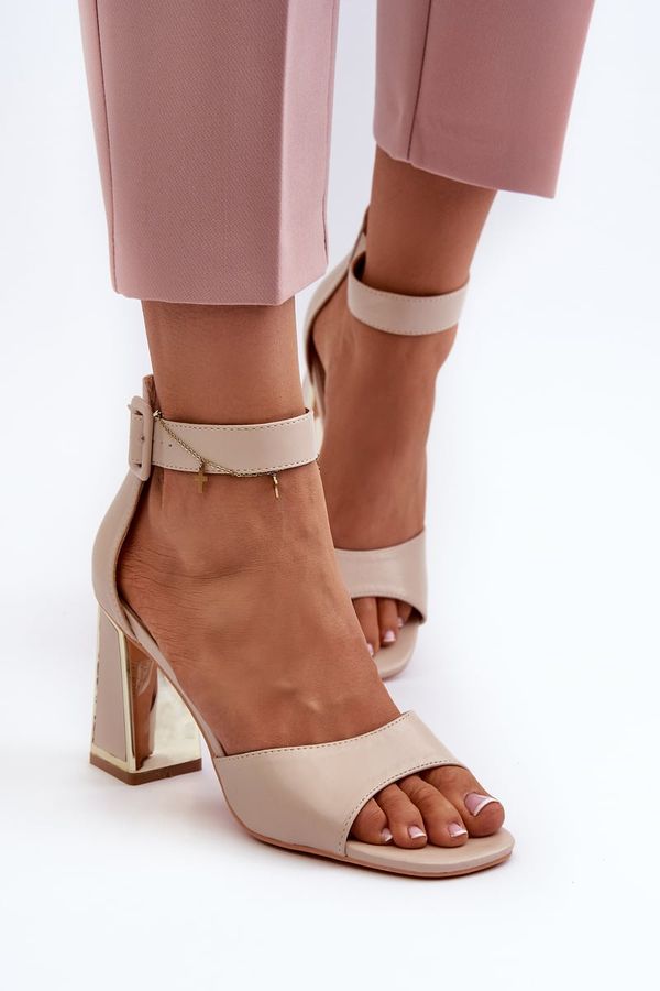 Kesi Elegant women's high-heeled sandals beige Rosazara