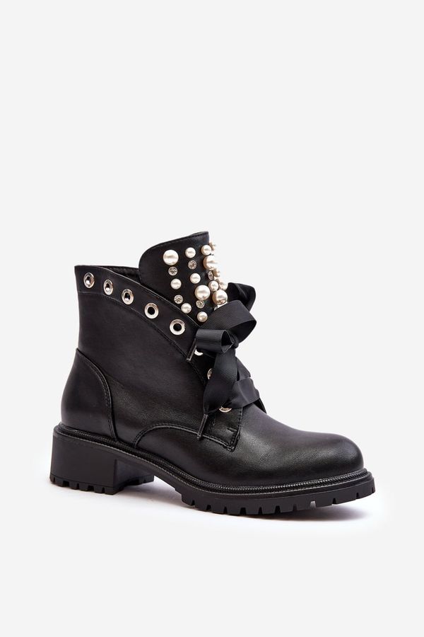 Kesi Embellished women's boots with zipper black Elonte