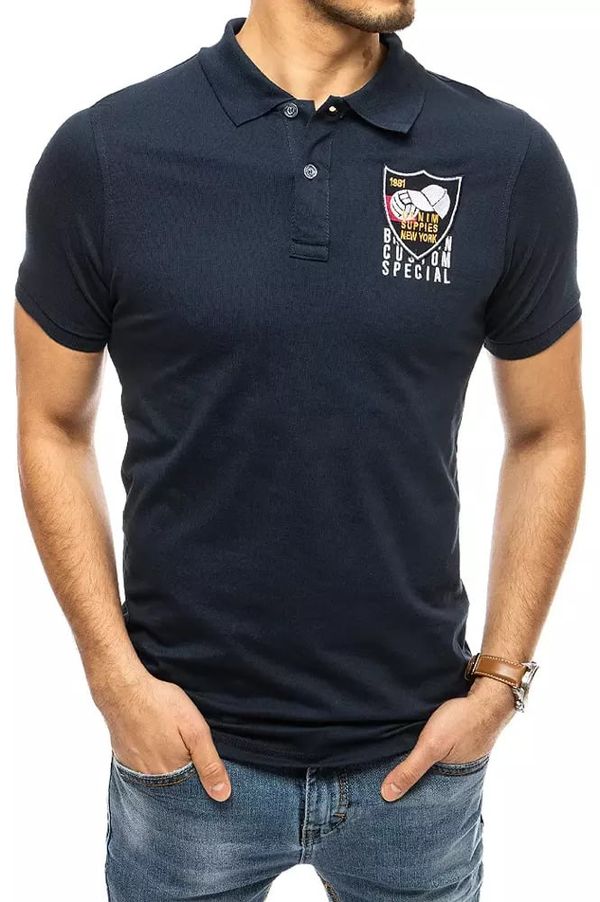 DStreet Embroidered polo shirt in navy blue Dstreet
