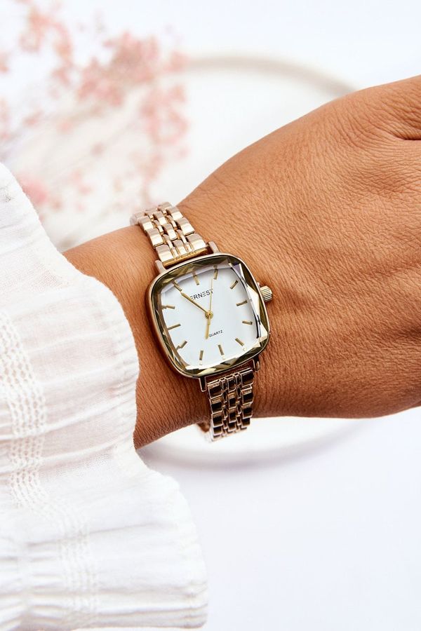 Kesi Fashion watch with white dial ERNEST Gold