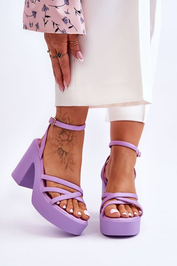 Kesi Fashionable high heel sandals with straps purple Shemira