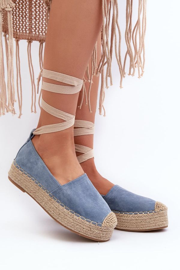 FB1 FB1 Women's Blue Tailesse Platform Lace-Up Espadrilles