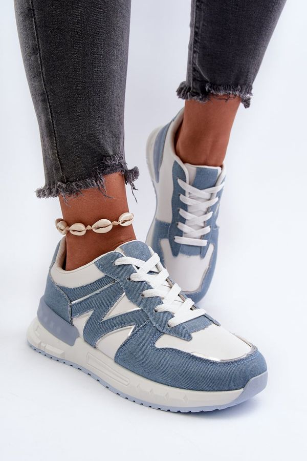 FB2 FB2 Women's Denim Sneakers Made of Eco Leather Blue Kaimans