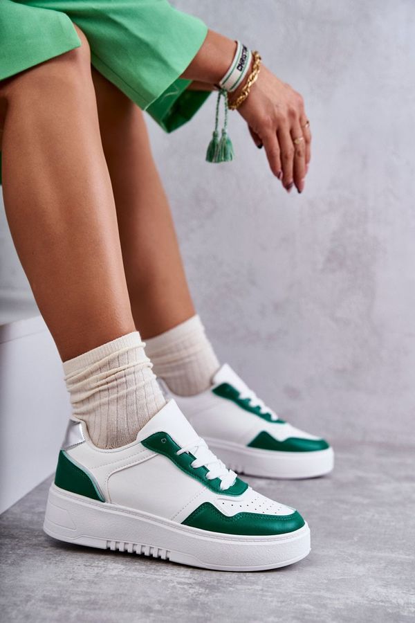 FB2 FB2 Women's Low Sport Shoes On The Platform White and Green Kyllie