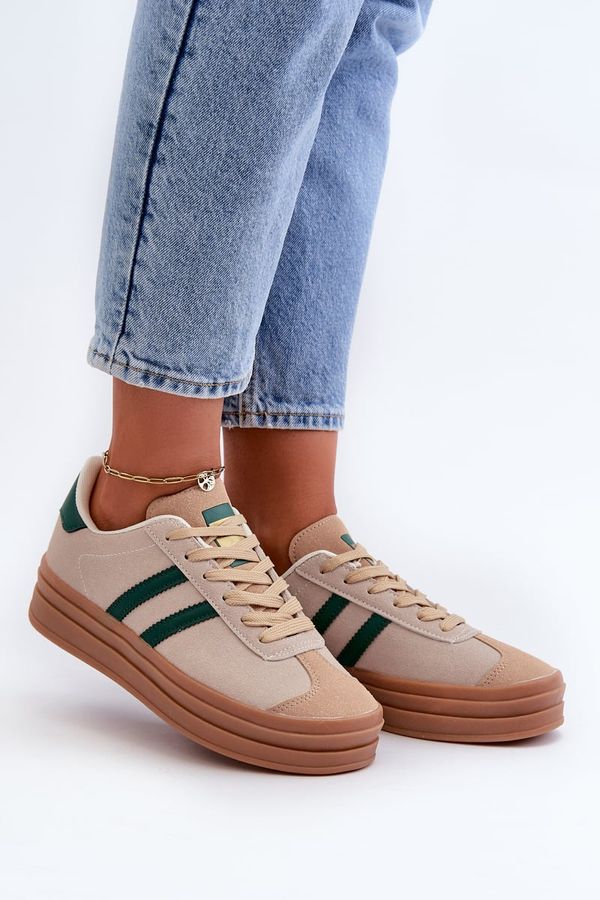 FB3 FB3 Women's Platform Sneakers in Beige-Green Egelia