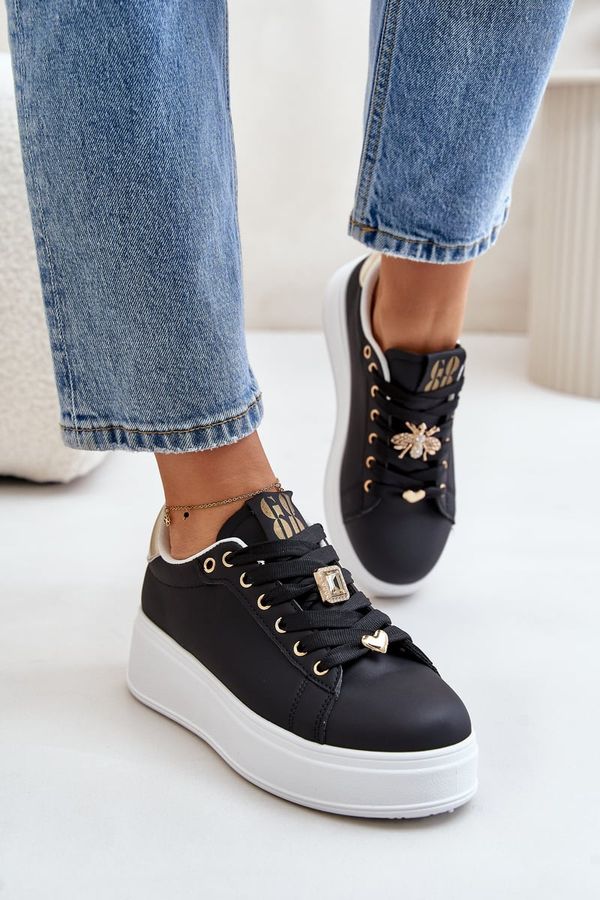 FB3 FB3 Women's Platform Sneakers with Decorations Black Herbisa