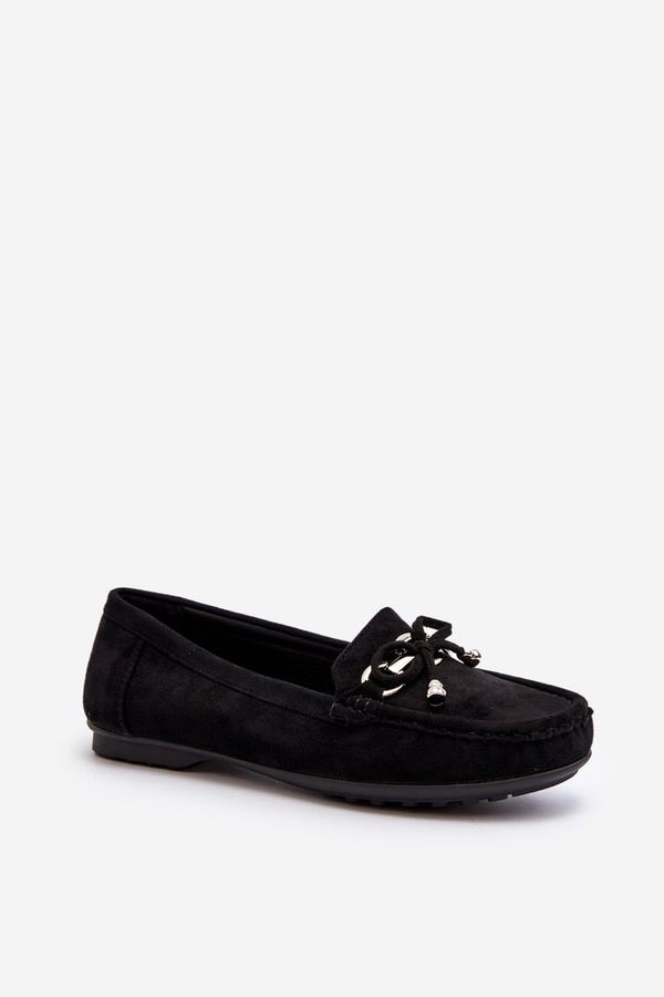 FD1 FD1 Women's Black Suede Moccasins with Decoration Daphikaia