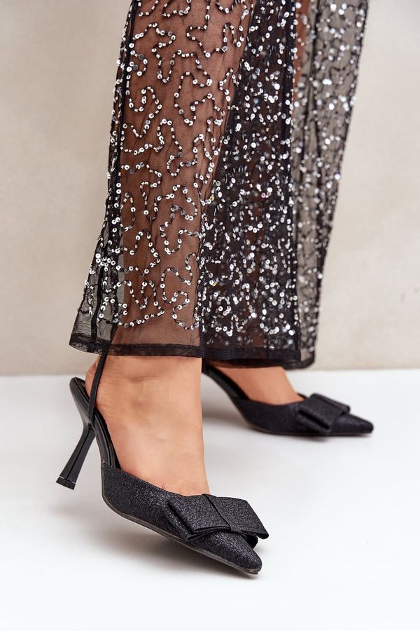 FG2 FG2 Shiny High Heels With Bow Black Gredan