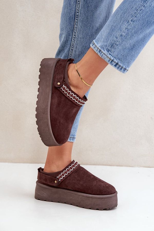 FG2 FG2 Snow Boots With Decorative Embroidery Chocolate Selithria