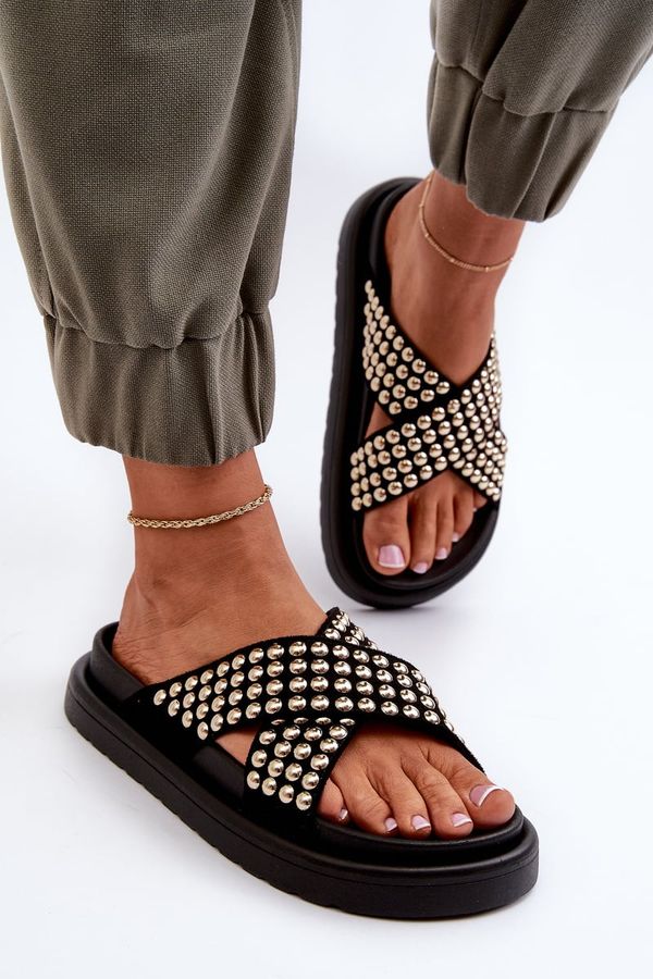 FG2 FG2 Women's Embellished Platform Sandals Black Niraela