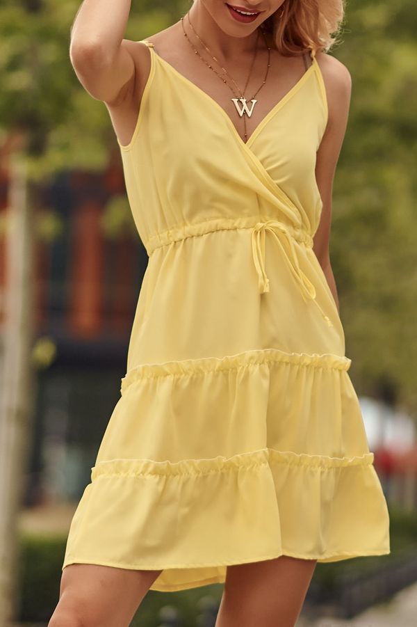 FASARDI Fine yellow dress with clutch neckline