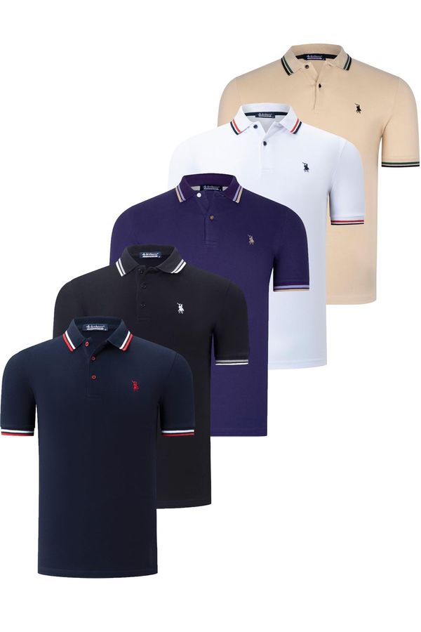 dewberry FIVE-SET T8594 DEWBERRY MENS T-SHIRT-BLACK-WHITE-NAVY-BLUE-PURPLE-BEIGE