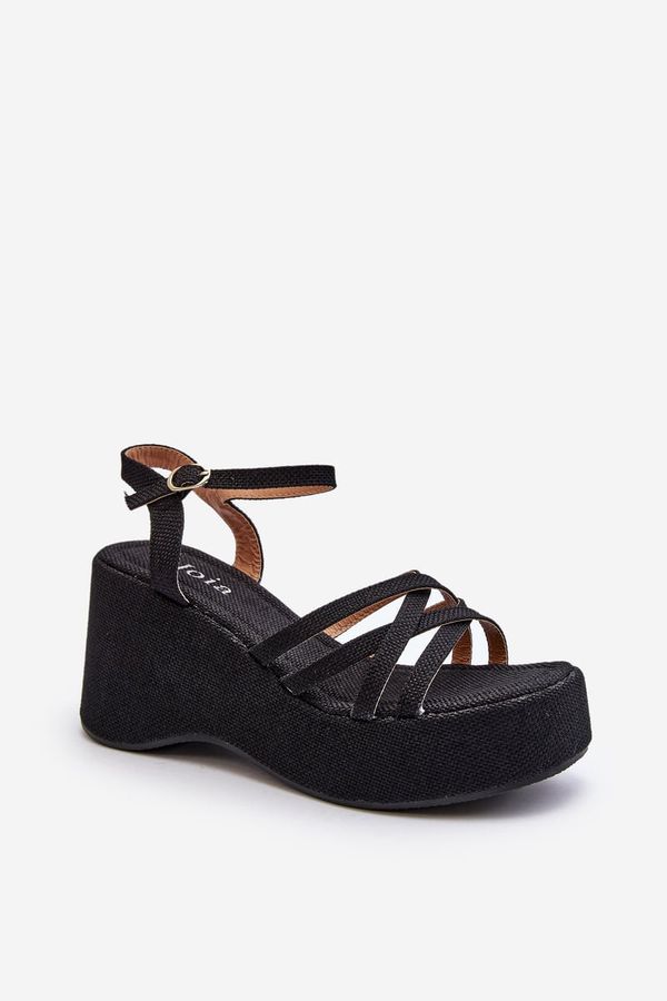 FJ1 FJ1 Black Platform Sandals and Wedges Oporia