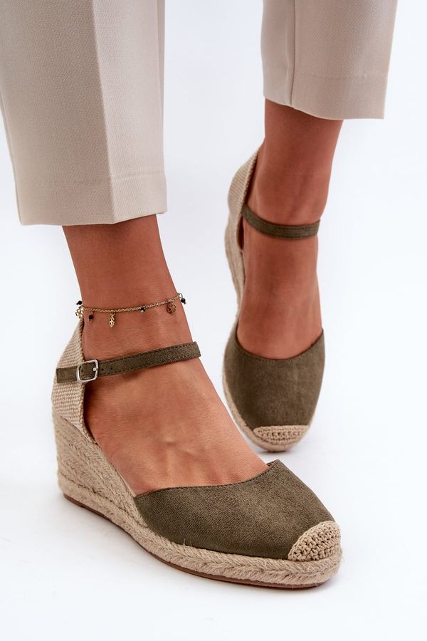 FJ1 FJ1 Suede Espadrilles Wedge Sandals Green Cammer