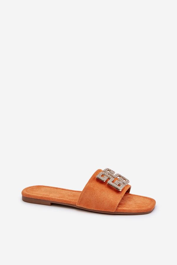 FJ1 FJ1 Women's Flat Sandals with Orange Decoration Inaile