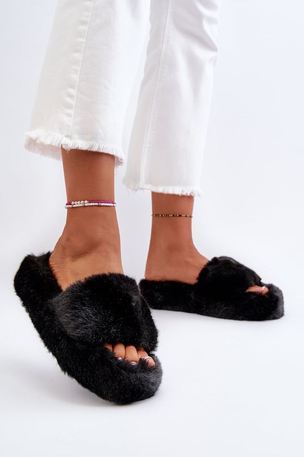 FK1 FK1 Women's Fur-Lined Slippers Black Stepia