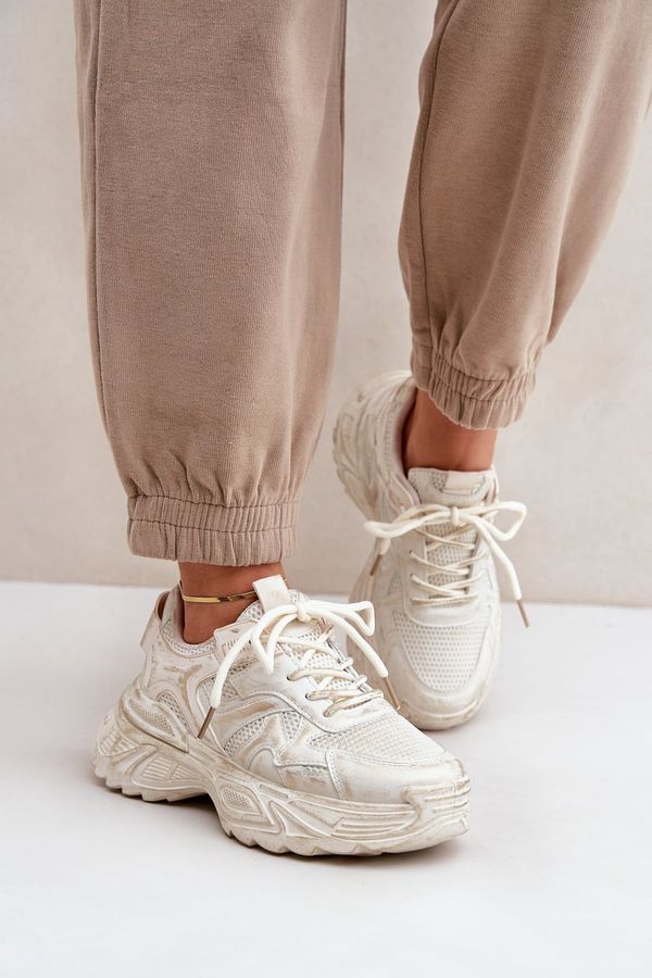 FL1 FL1 Womens Sneakers With Distressing On Platform Beige Seladwen