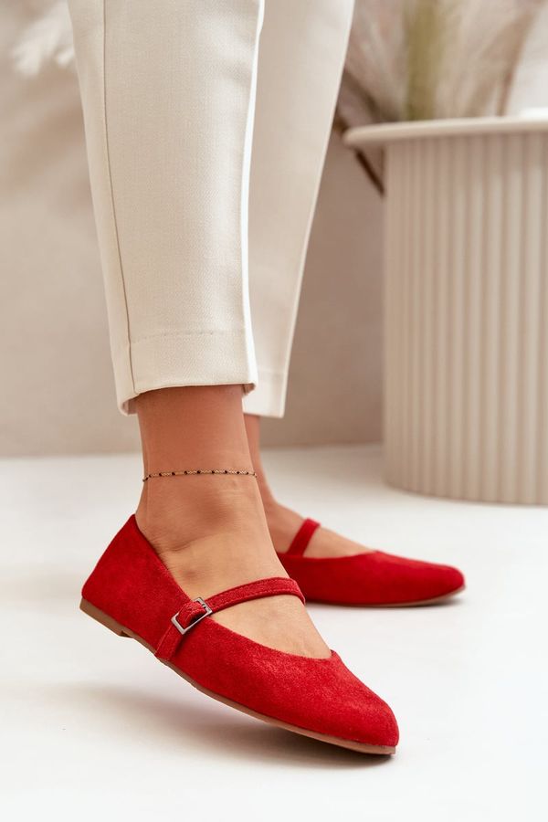 Kesi Flat ballerinas with belt eco suede red tirilina