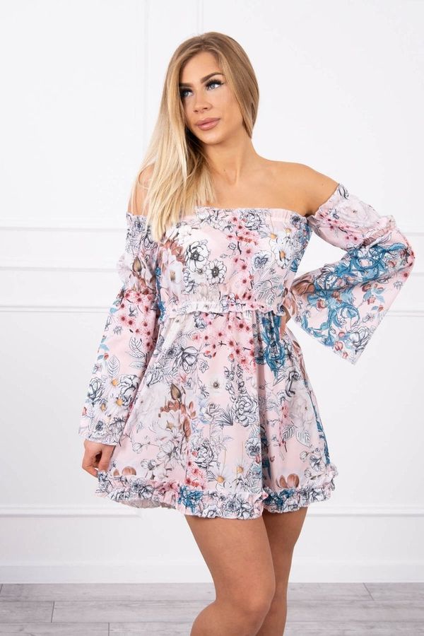 Kesi Floral dress on shoulders powder pink