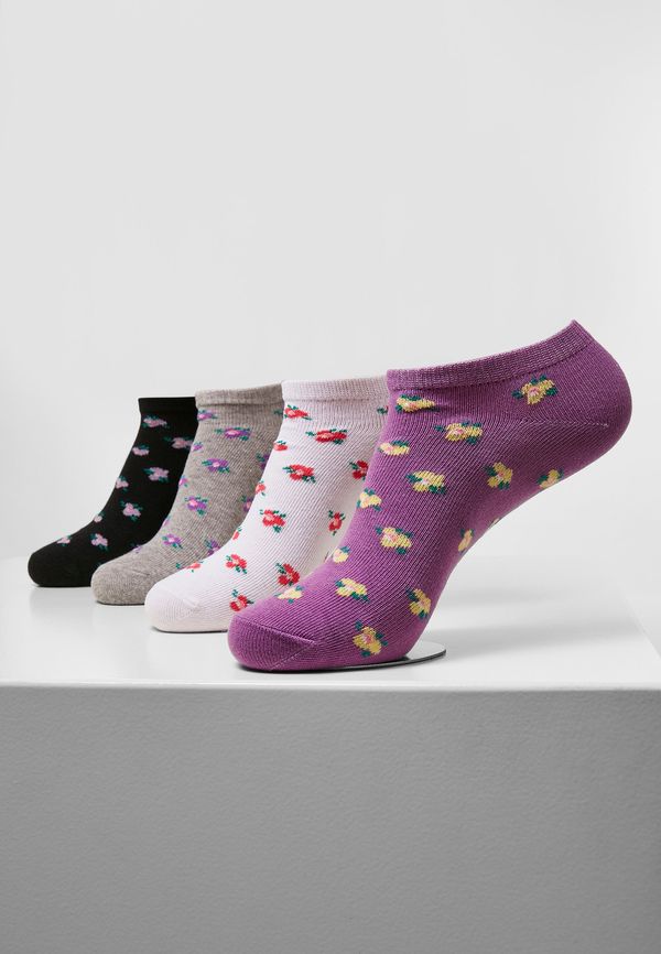 Urban Classics Accessoires Floral Invisible Socks Recycled Yarn 4-Pack Grey+Black+White+Lilac