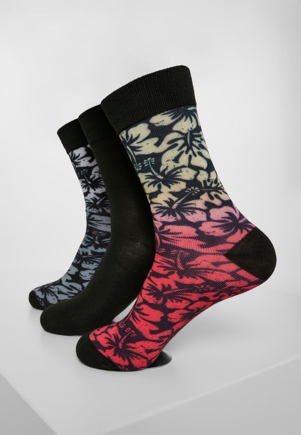 Urban Classics Accessoires Floral Socks 3-Pack Black/Grey/Red