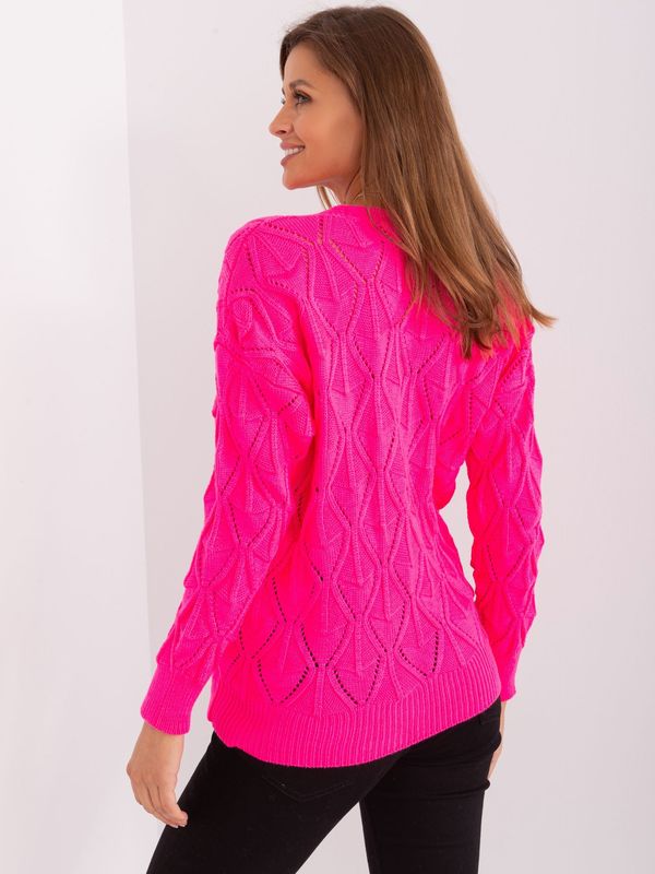 Fashionhunters Fluo pink braided cardigan