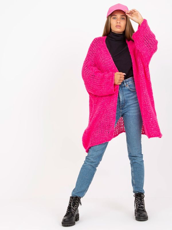 Fashionhunters Fluo pink cardigan with wide sleeves OH BELLA