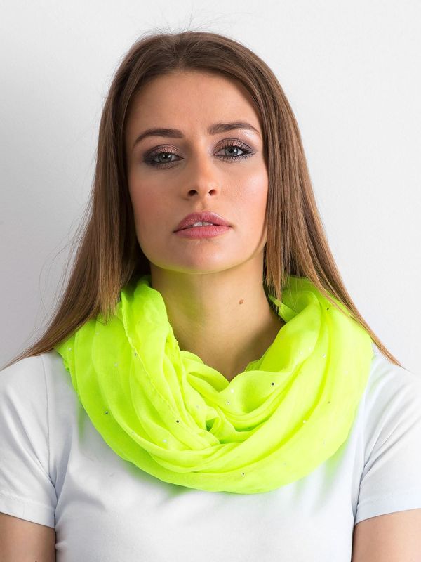 Fashionhunters Fluo yellow scarf with rhinestones