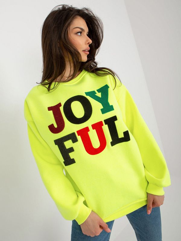 Fashionhunters Fluo yellow sweatshirt without sweatshirt with patches
