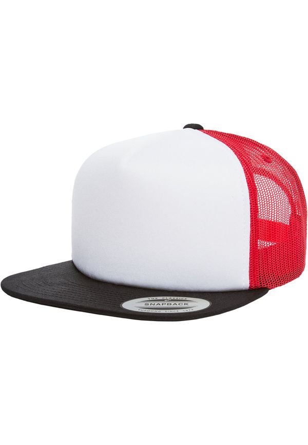 Flexfit Foam Trucker with white front blk/wht/red