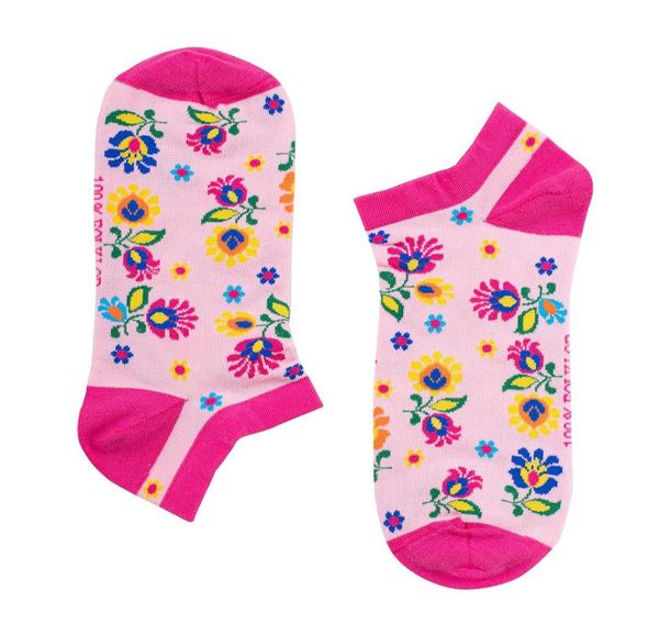 Folkstar Folkstar Woman's Socks Short Pink/Flowers