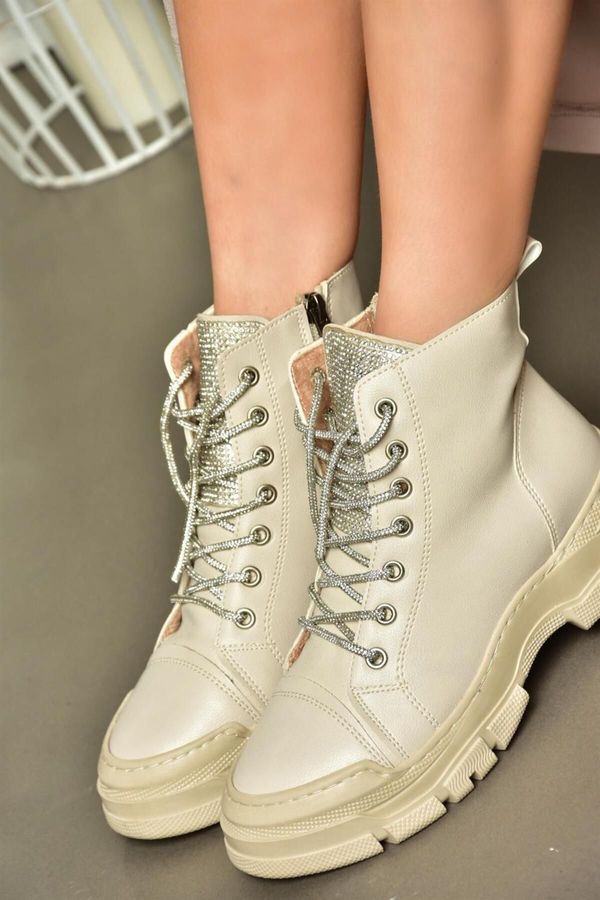 Fox Shoes Fox Shoes Beige Stone Detailed Women's Boots