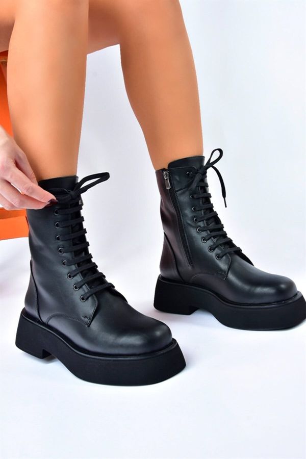 Fox Shoes Fox Shoes Black Thick Soled Daily Women's Boots Boots