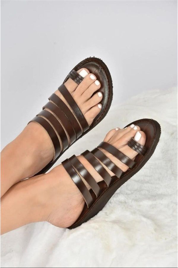 Fox Shoes Fox Shoes Brown Genuine Leather Women Sandals