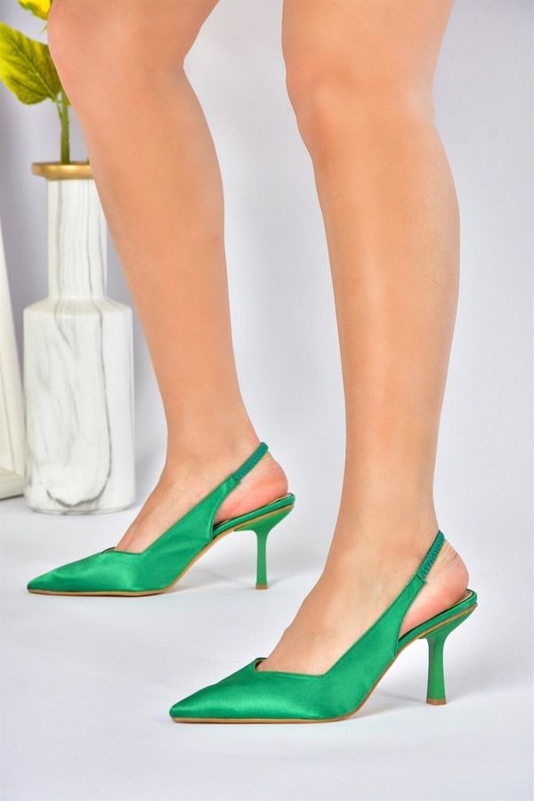 Fox Shoes Fox Shoes Green Satin Women's Heeled Shoes