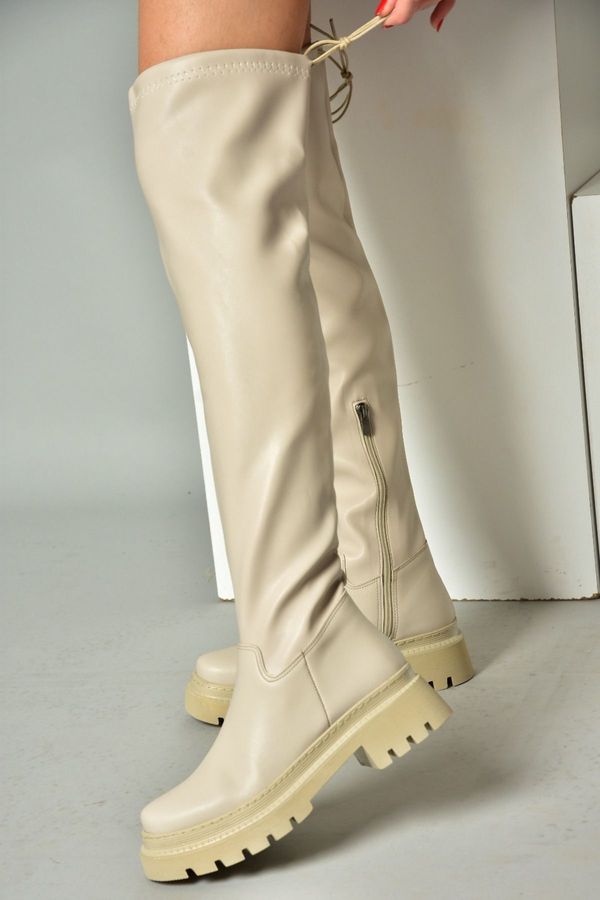 Fox Shoes Fox Shoes Nude Women's Thick-soled Notebook Boots