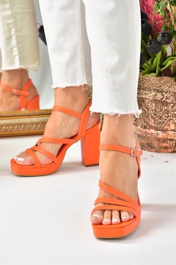 Fox Shoes Fox Shoes Orange Thick Platform Heeled Women's Shoes