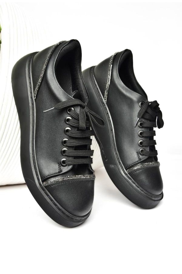 Fox Shoes Fox Shoes P274049309 Black/Black Stone Detailed Sports Shoes Sneakers