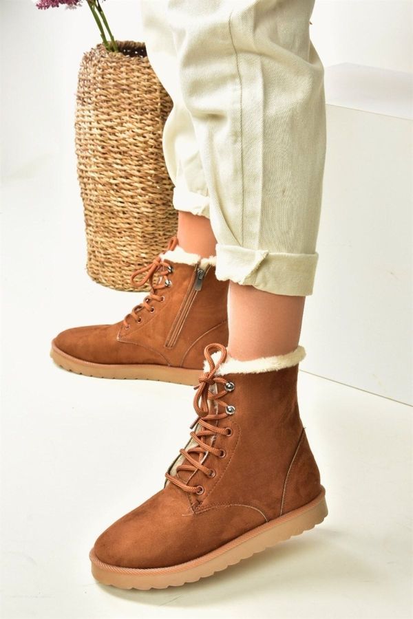 Fox Shoes Fox Shoes Tan Women's Boots with Suede and Sheepskin