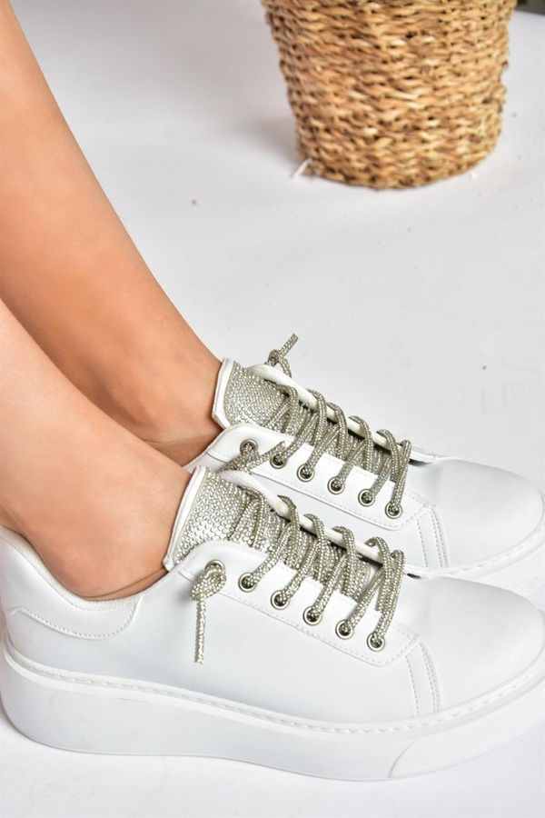 Fox Shoes Fox Shoes White Stone Lace-Up Women's Sneakers Sneakers.